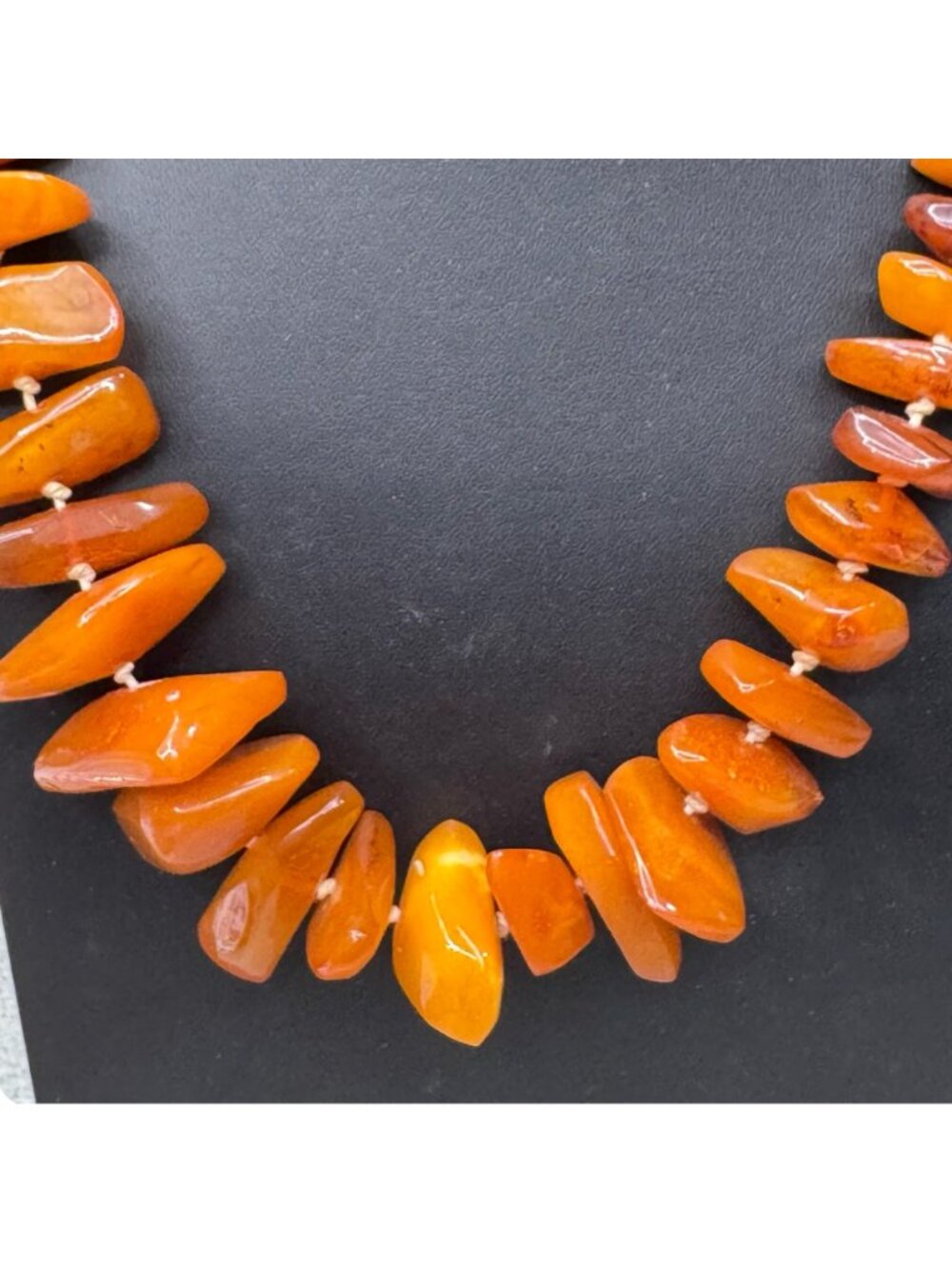Chunky Butterscotch Amber Bead Necklace 30" Long Strand Natural Polished 82.3g - Picture 2 of 11